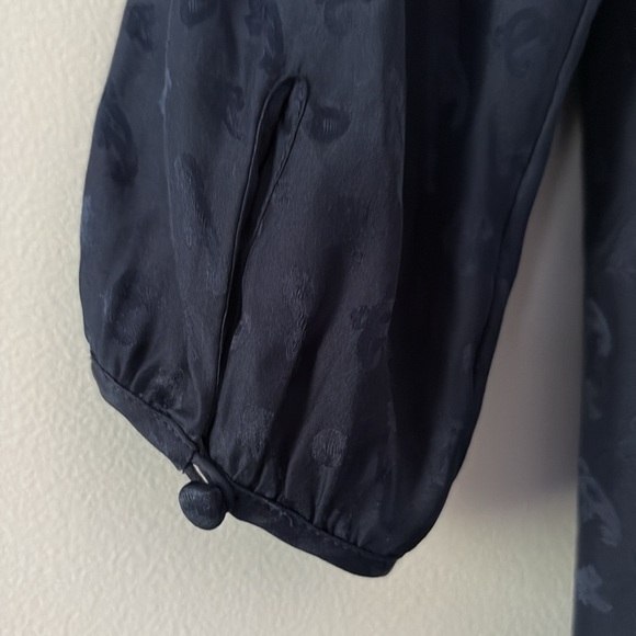 J. Crew Silk Blue Tonal Paisley Lined 3/4 Sleeve Shift Keyhole Dress Size 6 - Picture 6 of 12